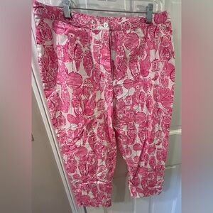 Lilly Pulitzer pink/white cropped pants size 10